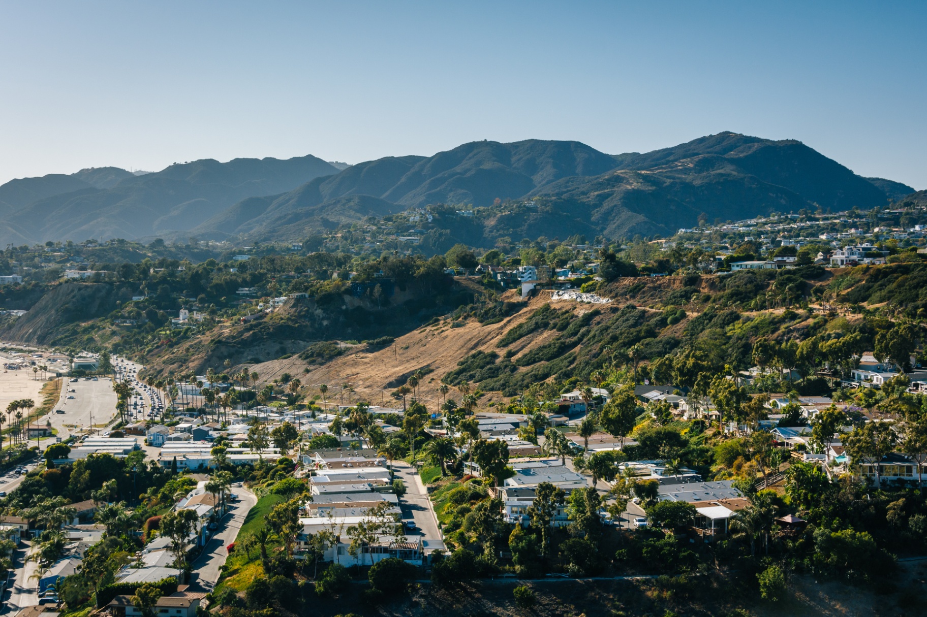 Aerial view of Pacific Palisades neighborhood